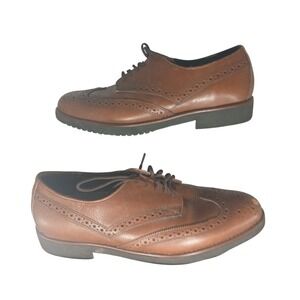 Dexter Mens Brown Leather Waterproof Wingtip Oxford Dress Shoes Made in USA 9.5M